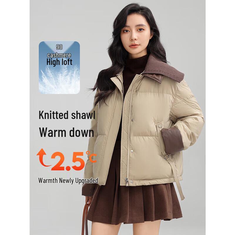 YAYA Women's Chic Knitted Collar Down Jacket