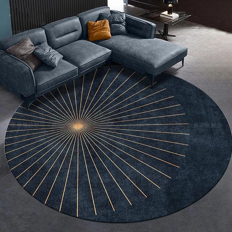 Licht Luxe Geometrisch Rond Kristal Velvet Tapijt Huisdecoratie Antislip Kantoor Computer Gaming Stoel Vloermat 100x100cm