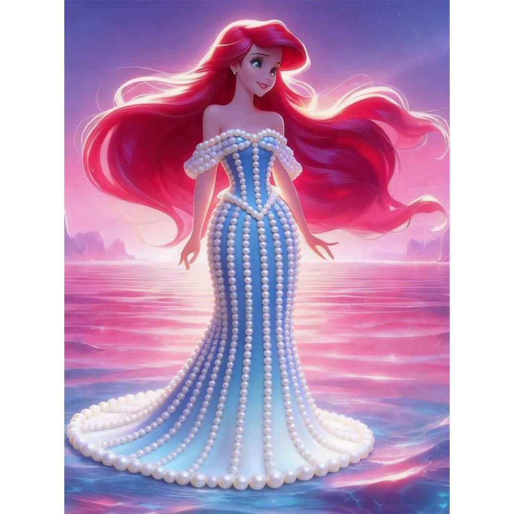 

Disney Pearl Painting Blue and White Fishtail Skirt Creative Art 5D Exquisite Landscape Sparkling Painting Craft Home Wall Decoration DIY HandmadeGift 35x45cm