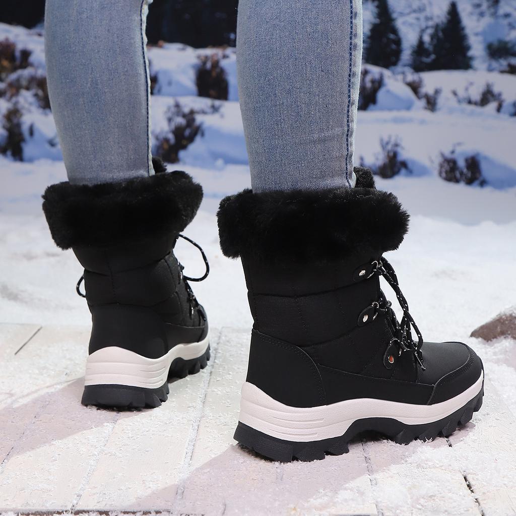 TUINANLE Women's Winter Boots Plus Velvet Warm High-top Hiking Shoes for Women Non-slip Outdoor Ladies Snow Boots