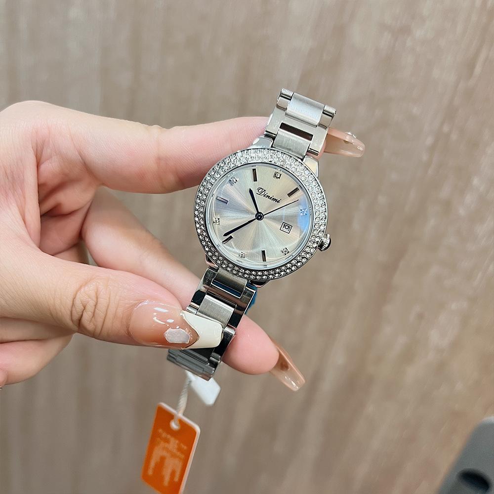 

Новые простые часы со стальным ремешком, повседневные модные женские часы с календарем и стальным ремешком, Niche Water Diamond, английские часы