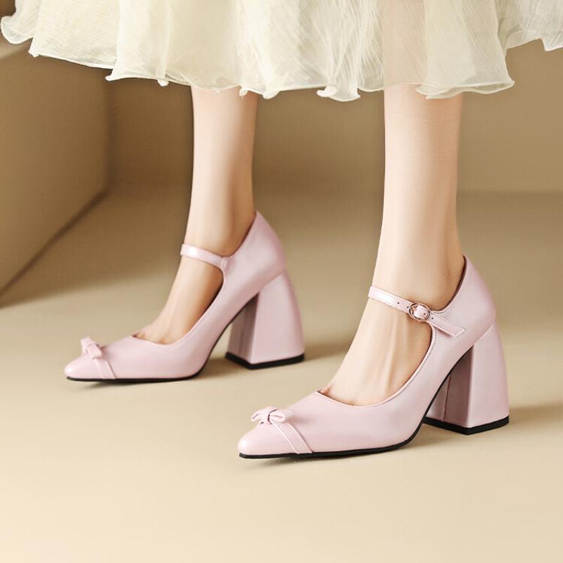 Women Shoes New Bow Design Mary Janes High Heels For Women Work Shoes Shoes For Women Chunky Heels