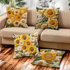 2D Sunflower Plush Pillow Cover 45x45cm Floral Retro Custom Printed Modern Home Decor