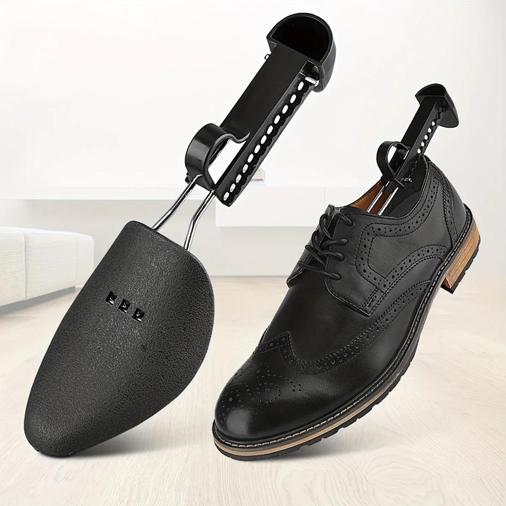 1/2pair Unisex Black Adjustable Plastic Shoe Trees, Pu Leather Shoe Lasts, Sports Shoe Shapers, Shoe Stretchers, Shoe Covers.