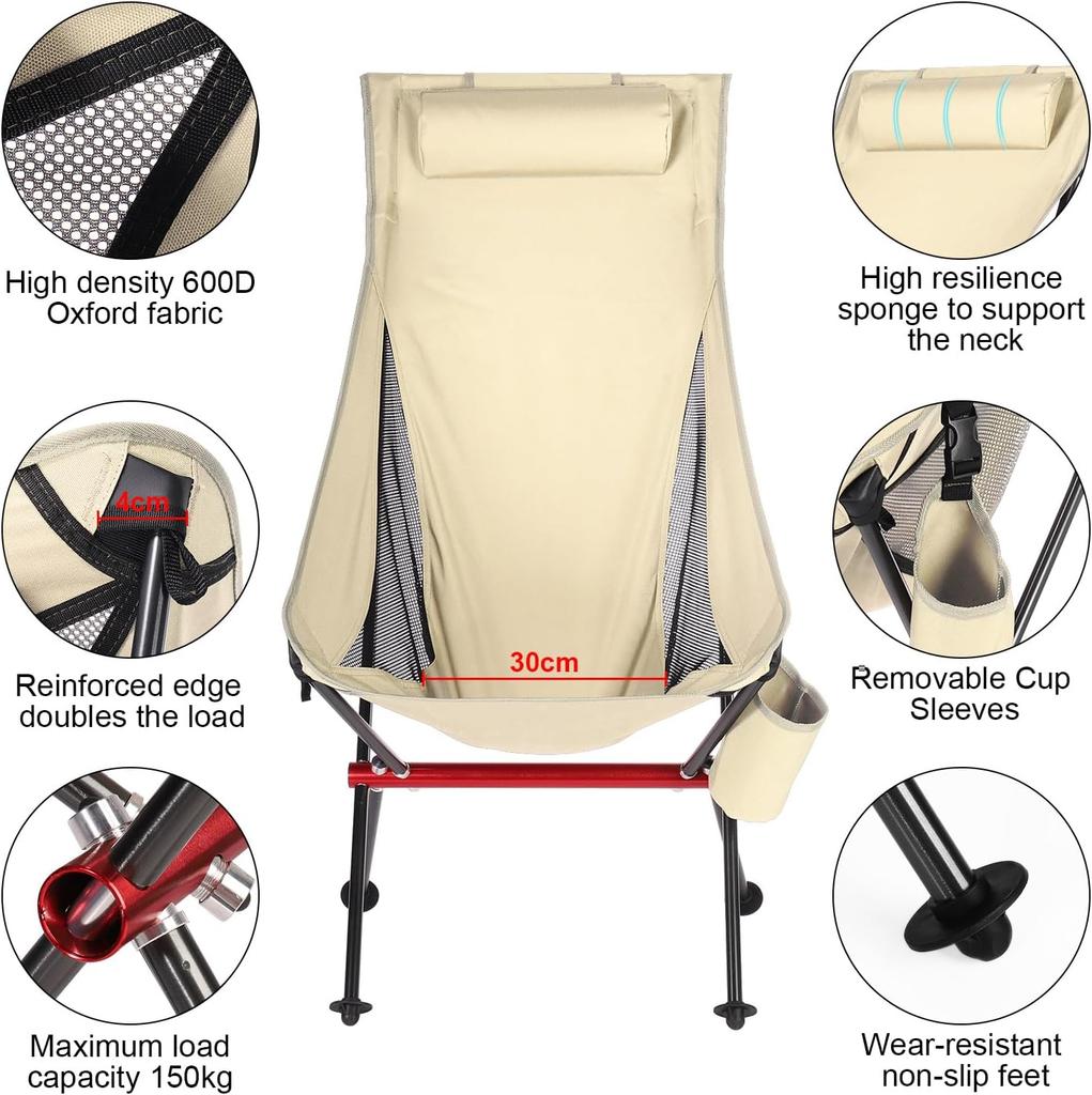 Camping Backpacking Chair Portable Folding Chair Outdoor Chair for Travel, Camping, Hiking, Fishing, Picnic