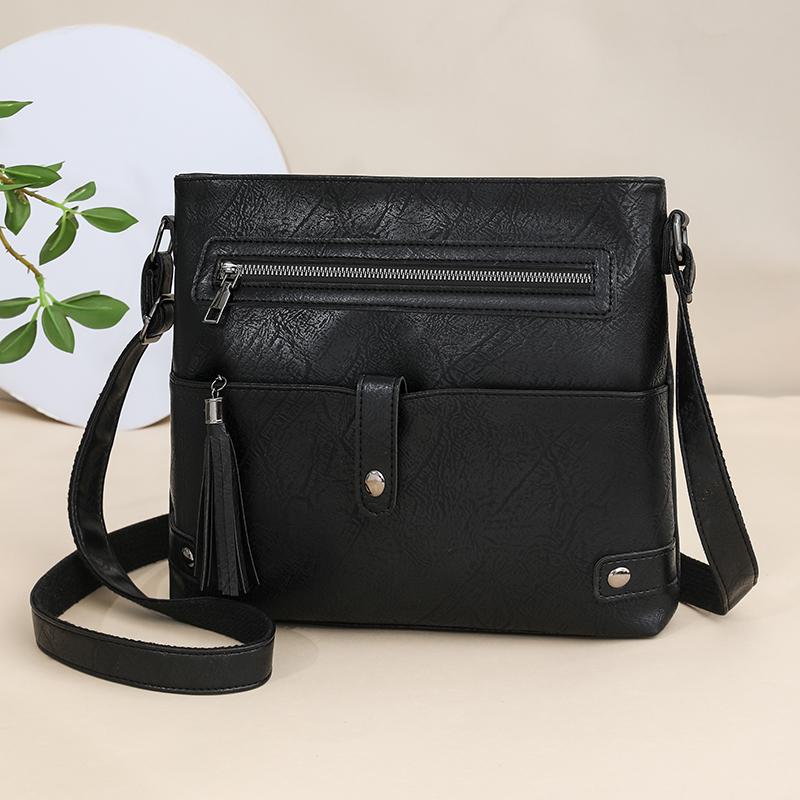 Torba Crossbody z Frędzlami Damska Torba na Ramię Miękka Skóra Torba dla Mamy Mała Kwadratowa Torba