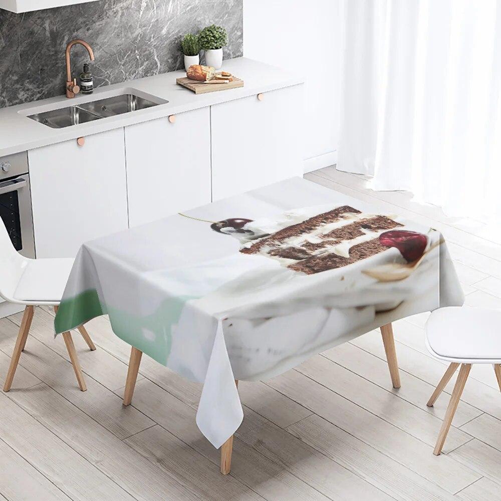 Delicious Cake Printed Tablecloth Restaurant Table Decoration and  Stain Resistant Rectangular  Home Decor