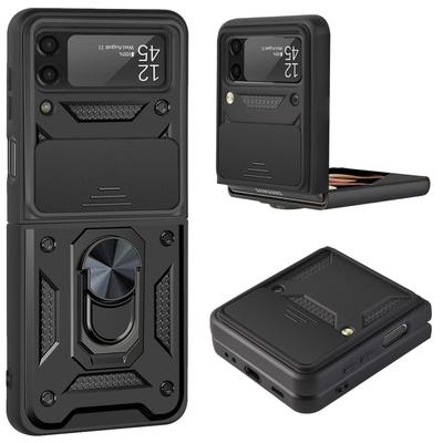 For Samsung Z Flip 3 Case Galaxy Z Flip 3 Cover Z Flip3 5G Magnetic Ring Holder Armor Phone Case Slide Camera Protect Back Cover