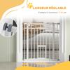 Pressure Fit Stair Gate, Dog Gate W/ Small Cat Door, Auto Closing System, Double Locking Openings, 74-80cm - White
