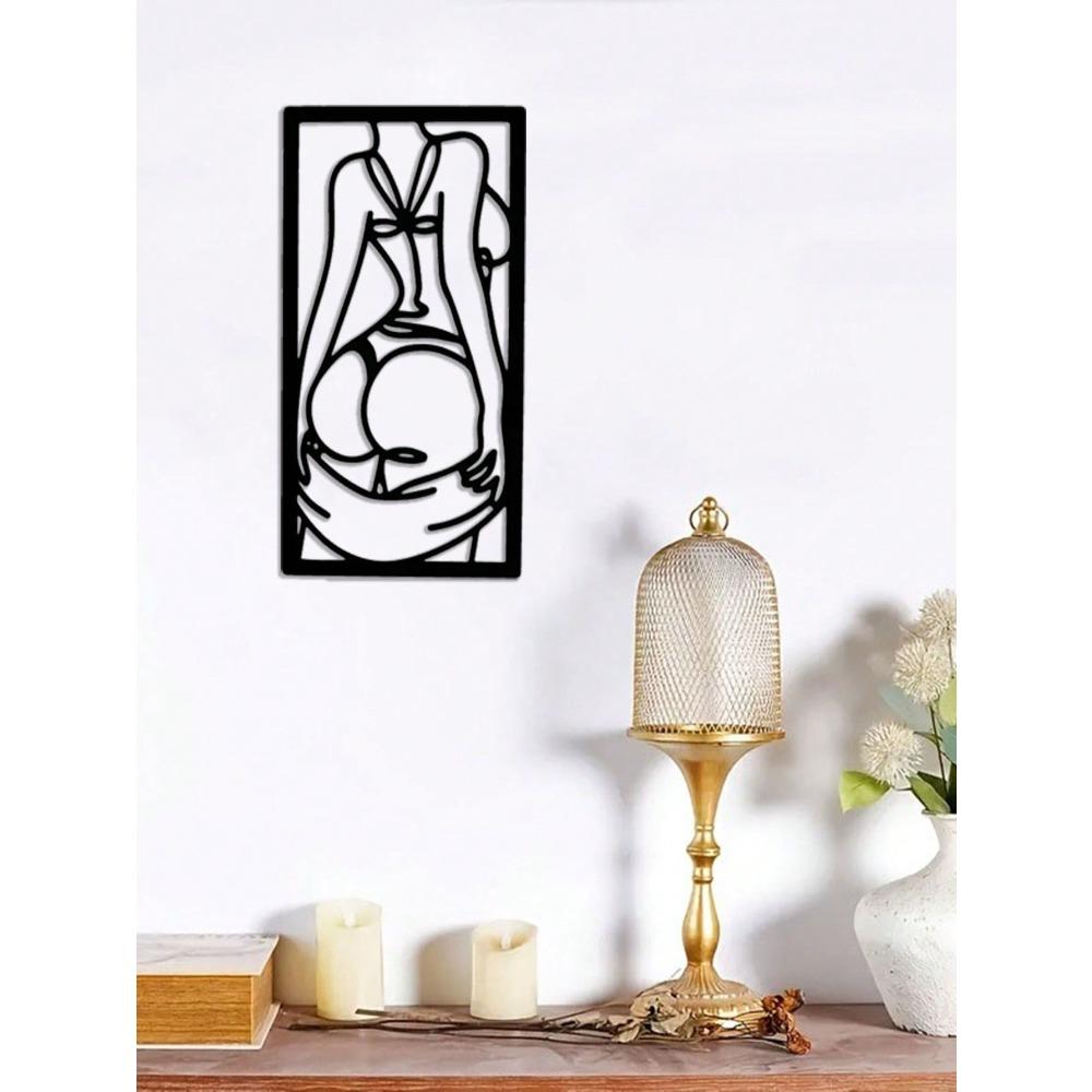 Vintage Metal Wall Art Black Silhouette Cutout Plaque Bathroom Laundry Decor