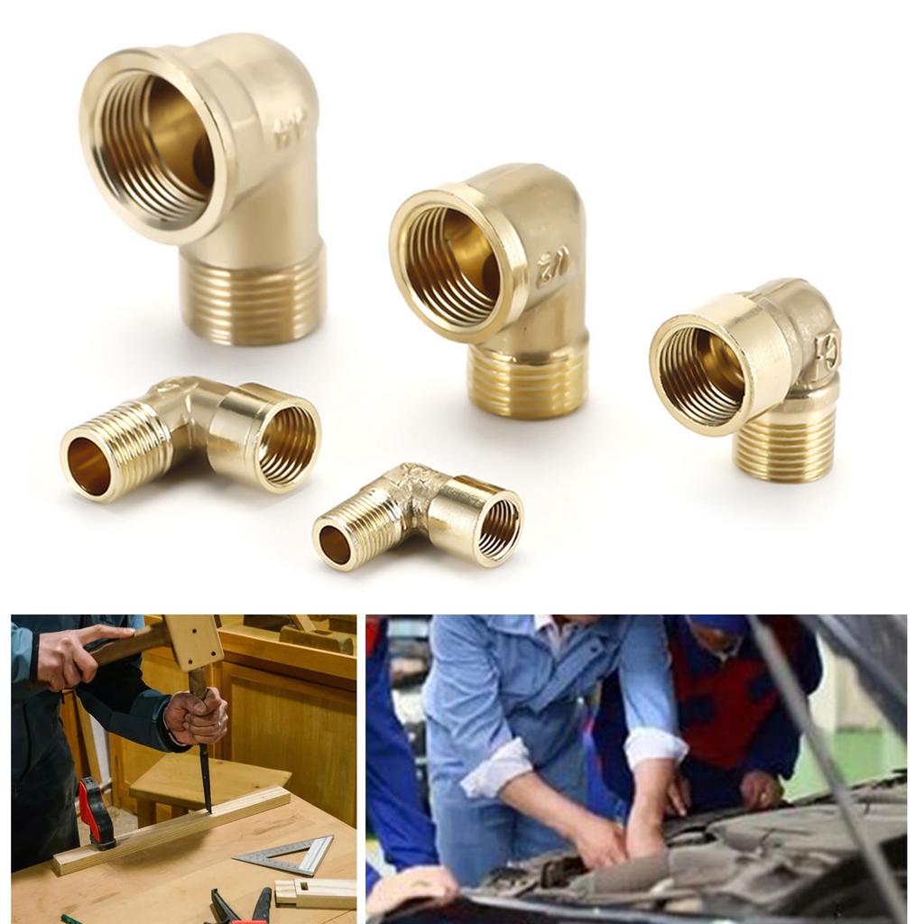 Pack of 5 Brass Elbow Threaded Fittings Corrosion Resistant Threaded Elbows Set Pipe Connectors Set for Plumbing System
