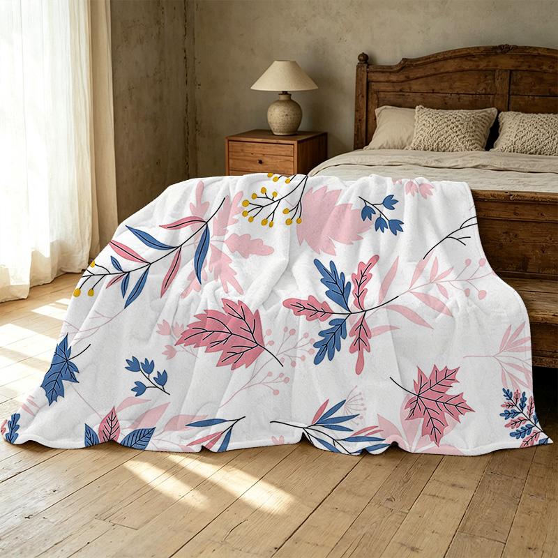 Lightweight Floral Flannel Throw Blanket Soft Warm Cozy, Portable for Home & Car, Decorative Festive Use for Halloween, Christmas & Casual Moments
