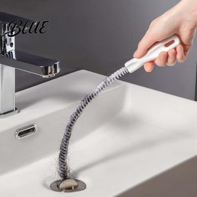 Drain Cleaning Rod 6PCS Hair Clog Remover Tool Flexible Reusable Sink Unclogger Plastic Auger Durable Spiral Bristles Catcher for Bathroom