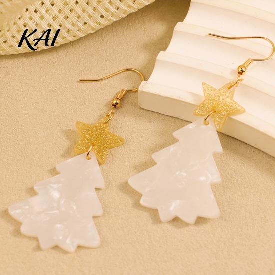 Christmas Theme Jewelry Gifts 1 Pair Tree Earrings, Glitter Acrylic Star Xmas Shape Dangle Earrings for Holiday Gatherings Festive Gift New Year Party