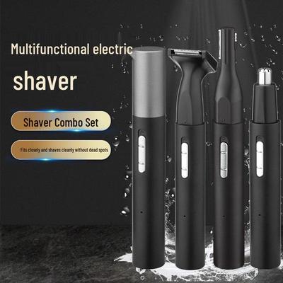3-in-1 Men's Grooming Kit: Shaver, Nose & Eyebrow Trimmer, USB Rechargeable.