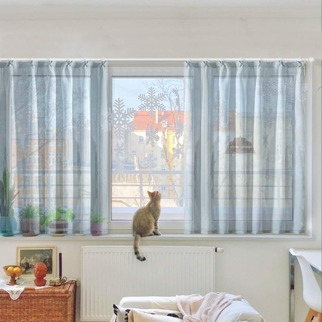 

Topfinel Lace Solid UV Width 100cm x Length Set of 2 Curtains, Color, Protection, Gray, 110cm,