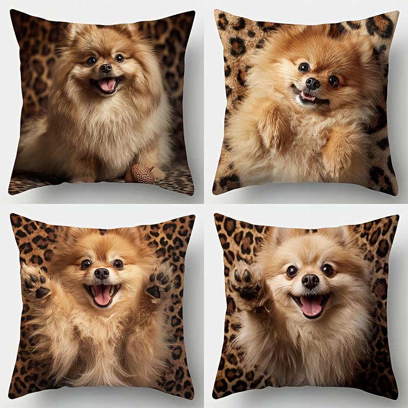 

4PCS Pomeranian Pillow Covers: Cute Dog Expressions. For Party, Holiday, Home, Car Decor (No Insert) 35x35cm 4pcs