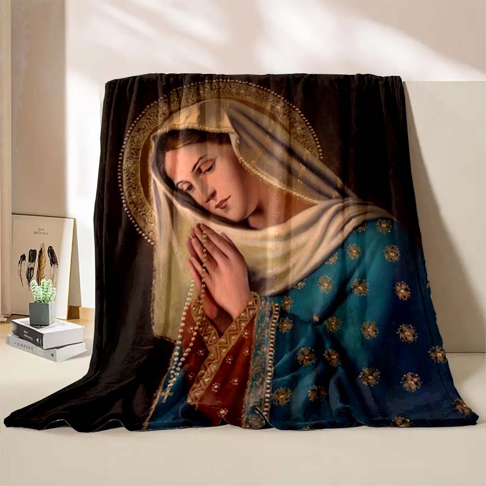 6 Sizes Jesus Virgin Maria Believer Pray Printed Blanket Soft and Comfortable Home Travel Blanket Adult and Child Warm Blanket