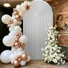 6.56FT Off-White Ripples Stripes Pattern Arch Backdrop Cover Backdrop for Birthday Party Banquet Wedding Baby Shower Decor