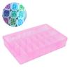24 Grid Nail Art Storage Box Plastic Rhinestones Bead Decoration Organizer Case Container Pink
