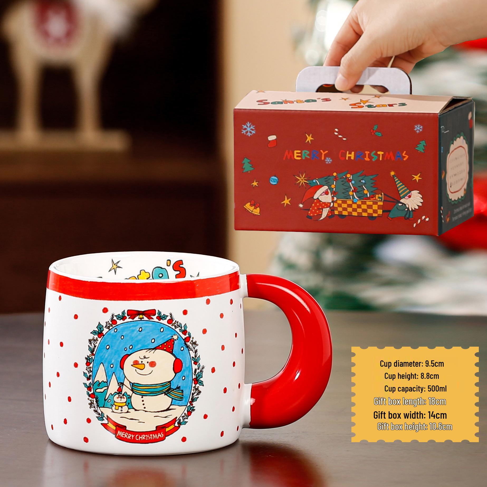 

Large Capacity Magnetic Christmas Mug with Lid & Spoon - Creative Cartoon Ceramic DIY Cup Gift 400ml