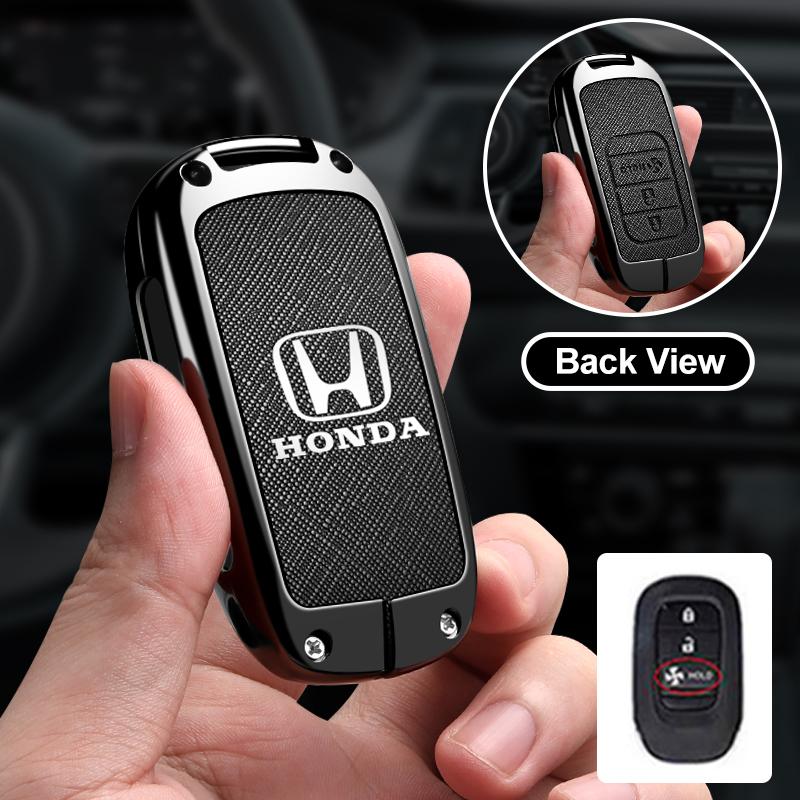 Leather Car Remote Key Case Cover Protector Key 2/3/4 Buttons Shell Fob Keychain For Honda Civic Accord HR-V CR-V CRV 2022 2023