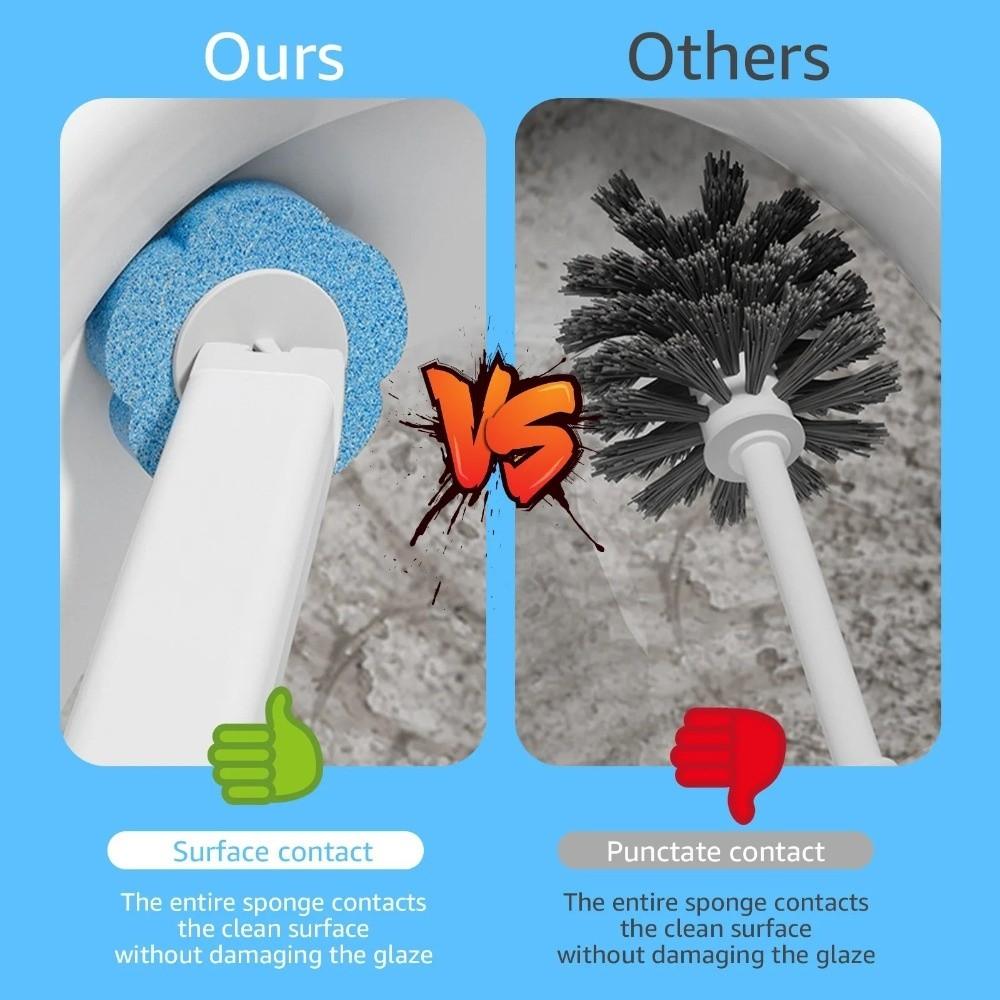 Replacement Head Cleaning Disposable Toilet Brush Wall Mounted Extended Handle Toilet Bowl Cleaner Auto Lid Opening Cleaner Pad