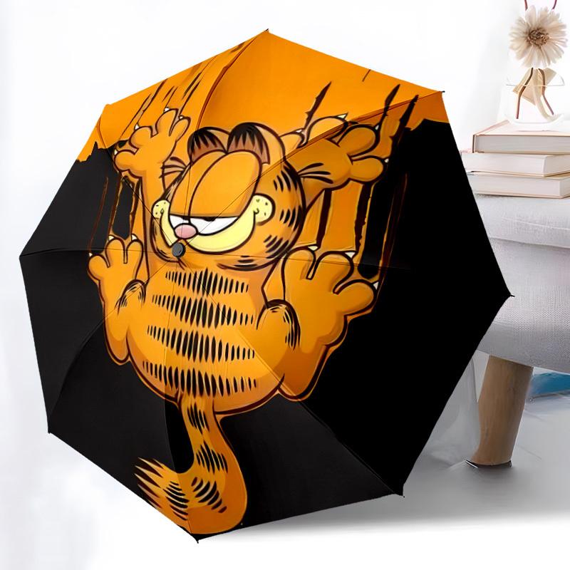1PC Garfield Cat Auto Open/Close Folding Cute Umbrella, Windproof 8 Ribs Construction, Lightweight Travel Umbrella 0902001