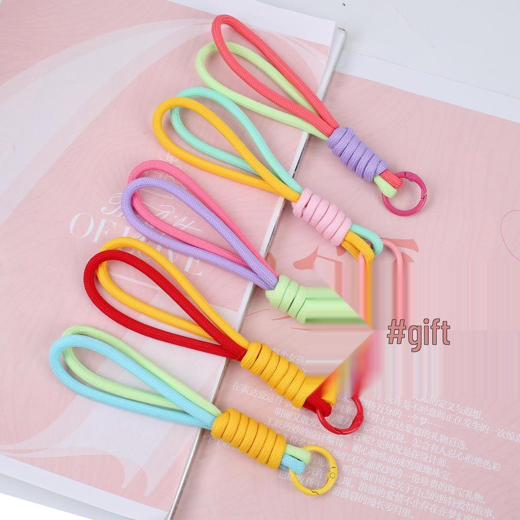 Color-Block Phone Lanyard & Keychain - Universal Short Case Lanyard, Creative Car Key Ring, Loop Pendant.