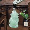 Green Glass Stone Hand-Carved Pendant Necklace Retro Chinese Style Jewelry for Women Men Party Accessory