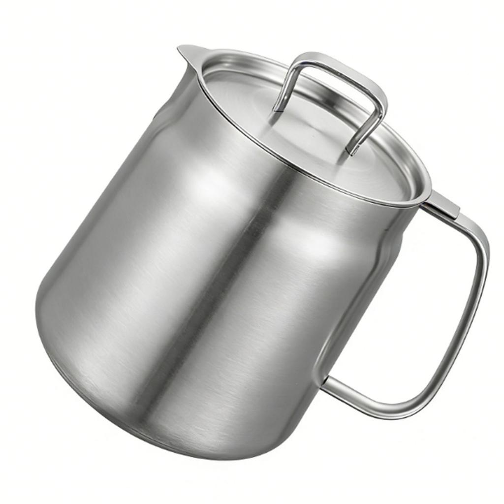 Grease Container 304 Stainless Steel 1.5L Cooking Oil Keeper Bacon Grease Storage Can with Fine Mesh Strainer and Lid