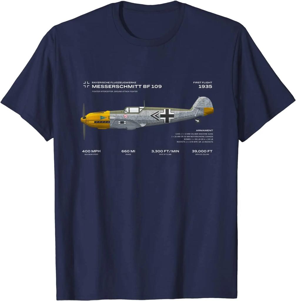 Cheavyweight  German Air Force Messerschmitt Bf 109 Fighter Shirt. Summer Cotton O-Neck Short Sleeve Mens T Shirt New S-5XL