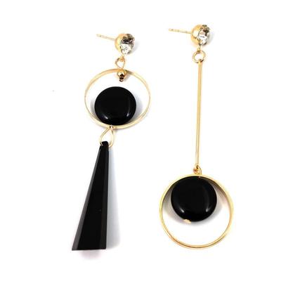 Schwarze asymmetrische geometrische lange Hängeohrringe für Damen Statement-Ohrringe Ohrhänger Damenmode Schmuck Geschenk