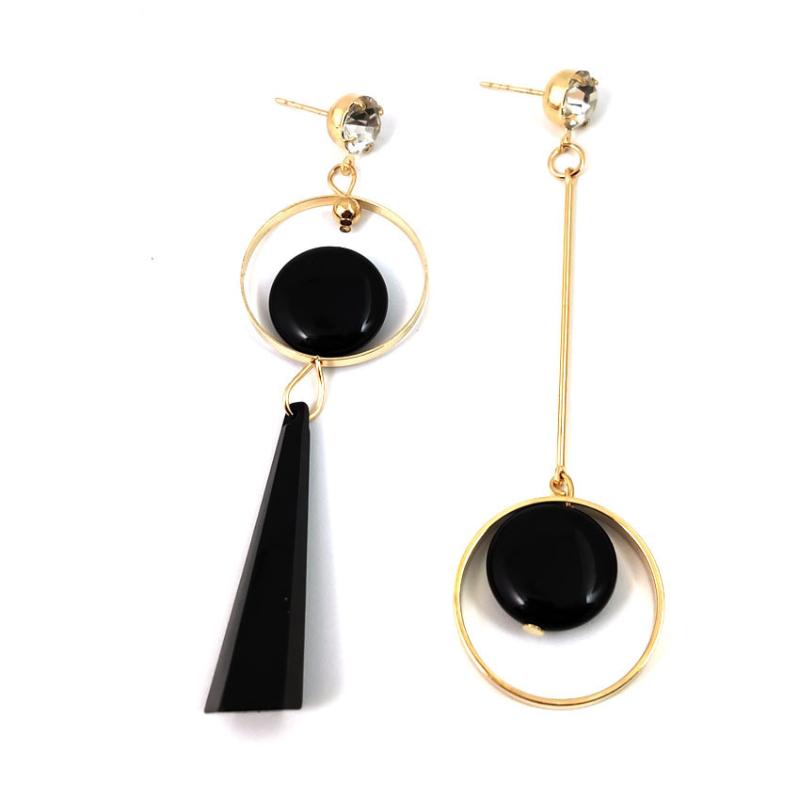 Black Asymmetrical Geometric Hanging Long Earrings For Women Statement Earrings Drop Boucle Oreille Femme Fashion Jewelry Gift