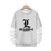 Stampa Anime Death Note Nero/Grigio S-3XL Casual Manica Lunga