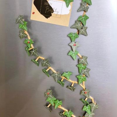 Břečťanové rostliny Samolepky na lednici Realistický design 3D Magnetické břečťanové listy Samolepky na lednici Flexibilní stonky Botanická dekorace