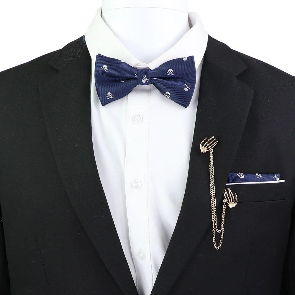 Набір краваток-метеликів, візерунок із зображенням черепа-дракона, чоловіки, платок із метеликами, брошка з китицями, весілля, вечірка на Хелловін,