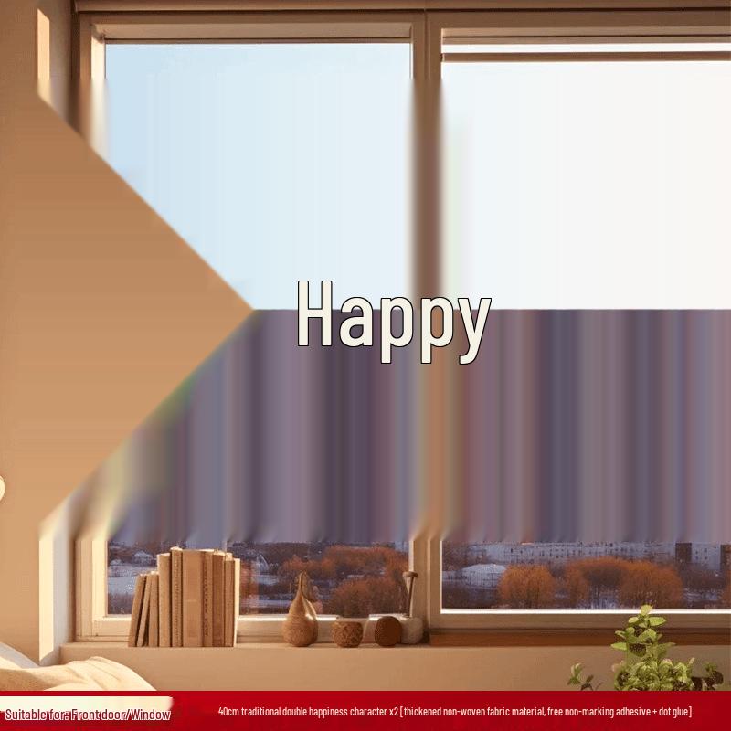 Lot d'autocollants Double Bonheur de Mariage: Décorations de chambre, fenêtre, porte et fiançailles