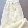 Retro Chinese Style Golden Velvet Jacquard High Waist Slim Fit Pants for Spring and Autumn