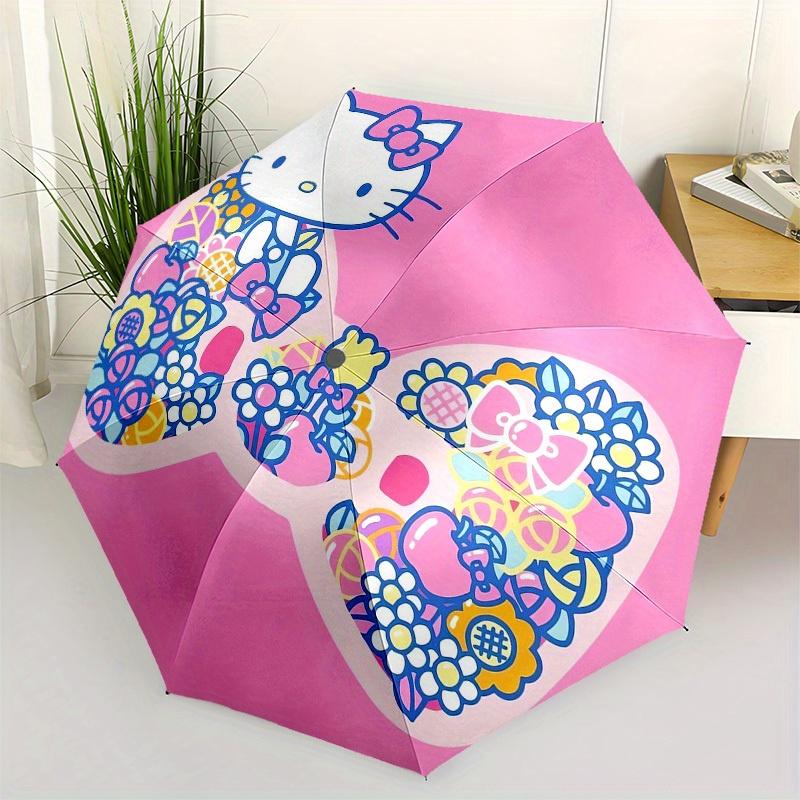 

1pc Hello Kitty Floral BowUmbrella with Plastic Handle,Suitable for All Seasons Home Travel Outdoor UmbrellaSanlio185