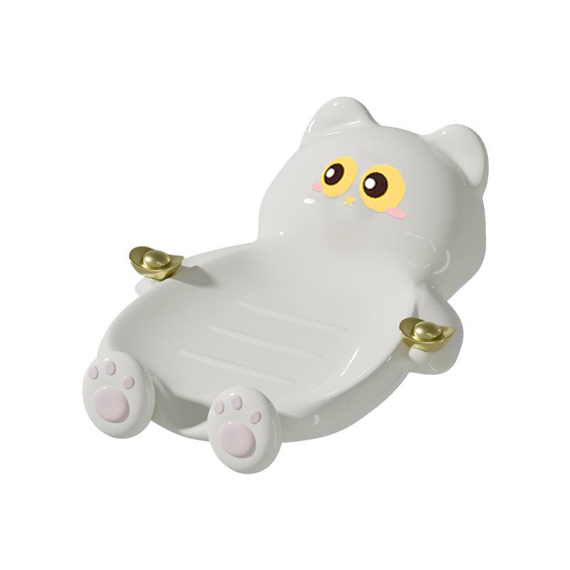 Lucky Cat Soap Holder – Adorable Kitten Soap Dish and Bathroom Storage Tray