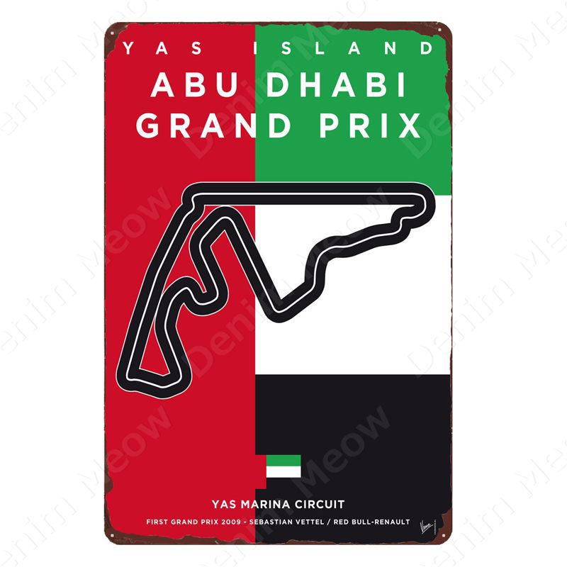 Vintage F1 Championship Metal Tin Sign, Racing Track Poster, Bar Cafe Club Wall Decoration, Grand Prix Circuit Iron Plaque,ZSS84