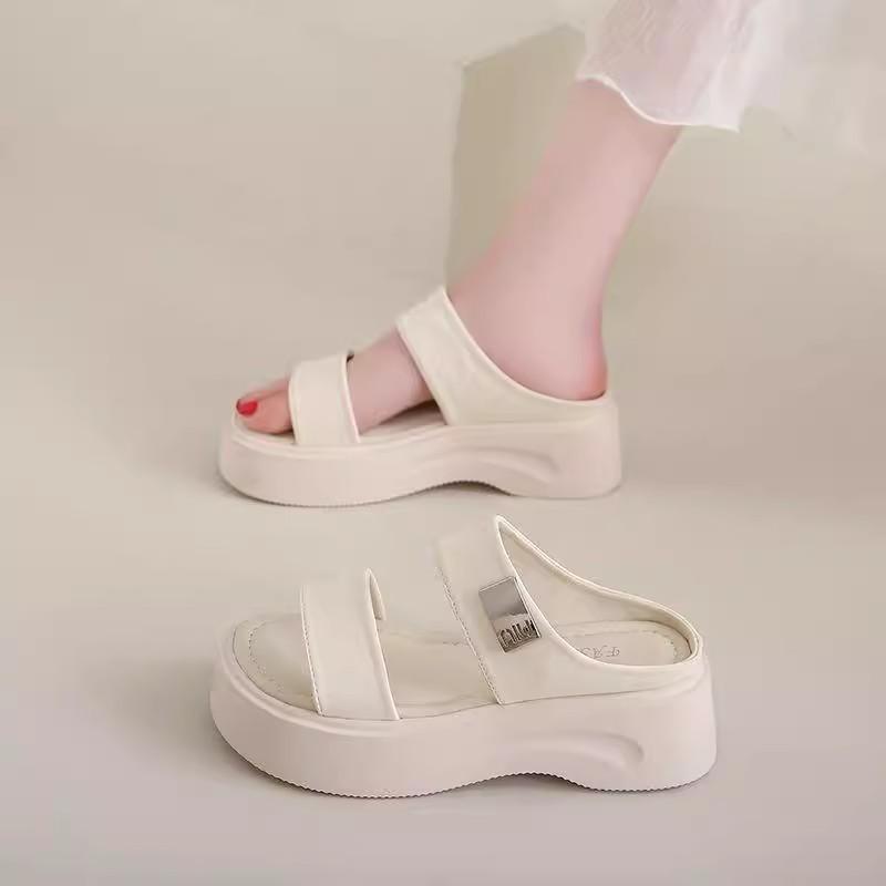Temperament casual beach shoes wear new versatile thick-soled heightening cool slippers women's summer