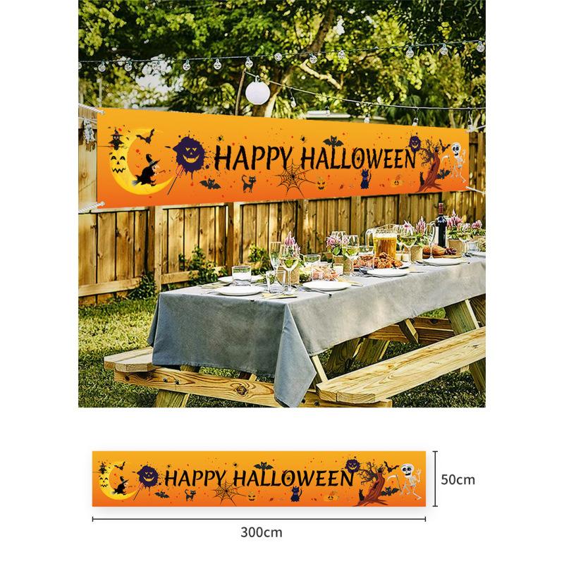 Moon Witch Cat Ghost Creative Halloween Banner