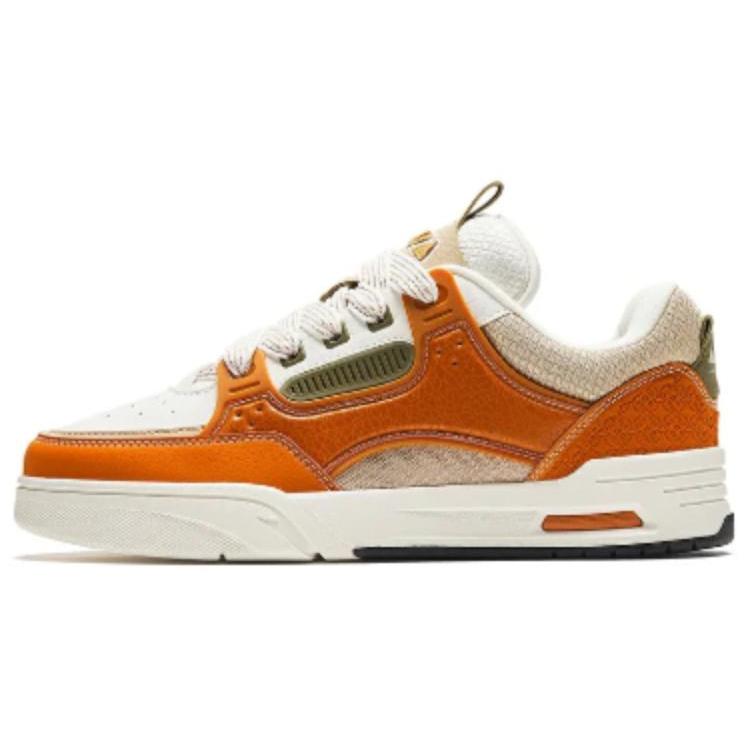 New Anta AOJIE Cushioning Wear Resistant Low Top Skateboard Shoes Men's Orange White 112418040-5