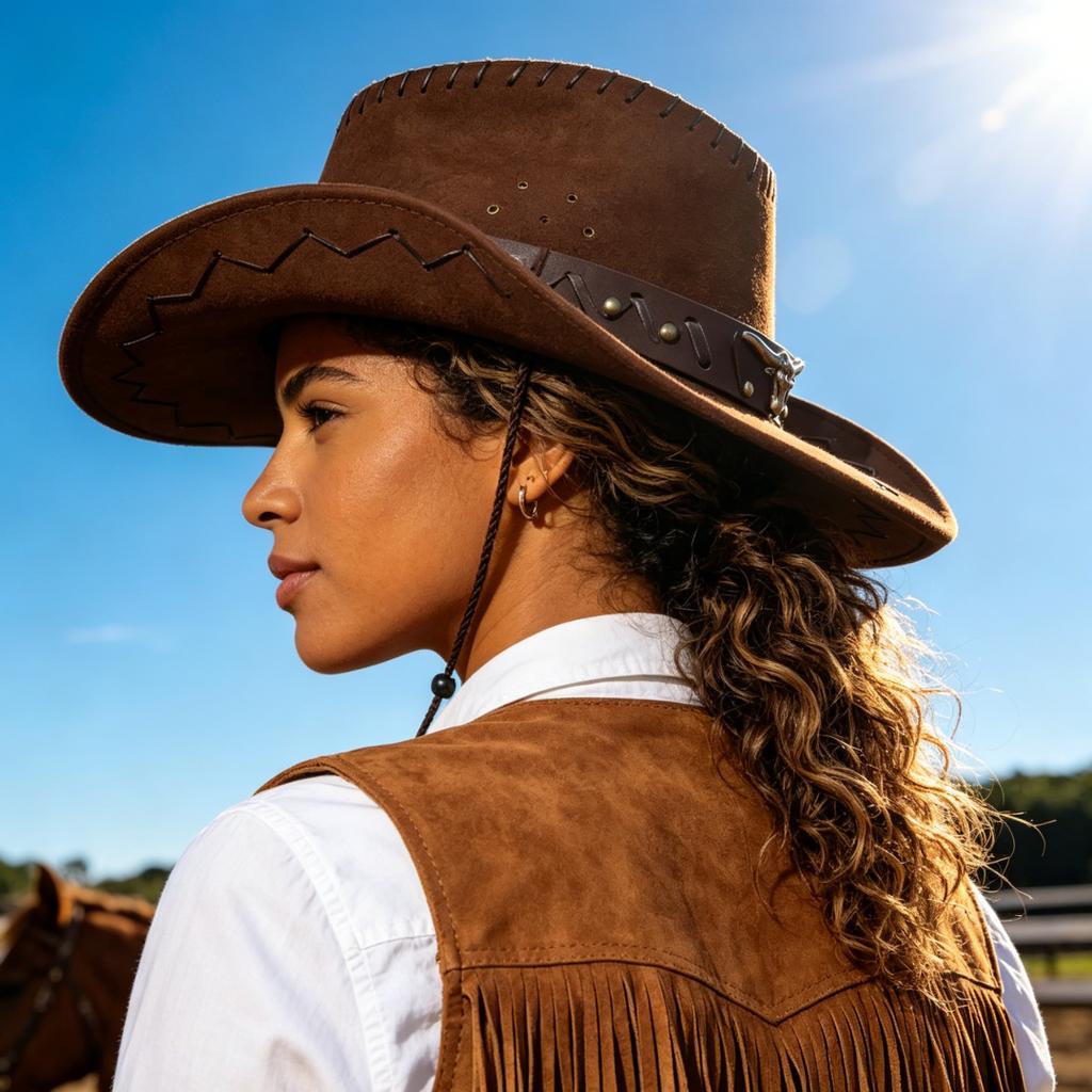 Artificial Suede Western Cowboy Hats Vintage Big-edge Gentleman Cowgirl Jazz Hat Holidays Party Cosplay Ha