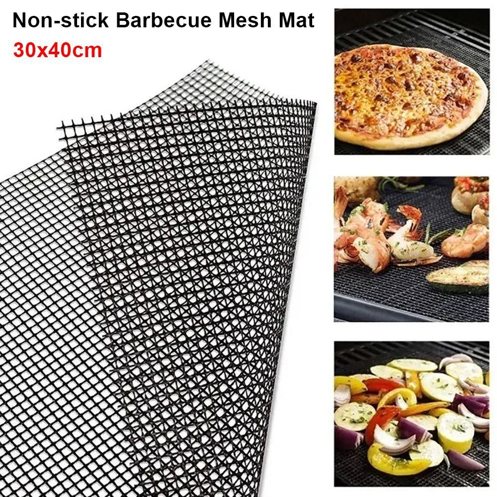 1Pcs 30x40cm Non-stick Barbecue Mesh Mat Reusable Heat Resistance BBQ Baking Net Round Square Cooking Pad