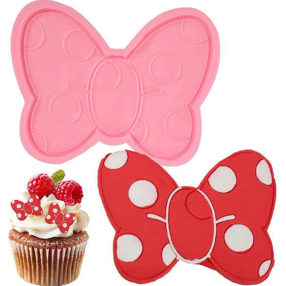 3 Pcs Exquisite Bow Chocolate Silicone Molds Cute Three-Dimensional Bow Cake Decoration Fondant Molds, for Birthday Party Cupcake Toppers Cookies