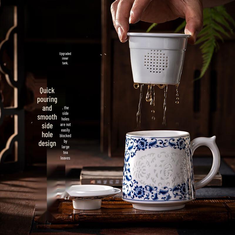 Jingdezhen Blue & White Porcelain Filter Tea Cup