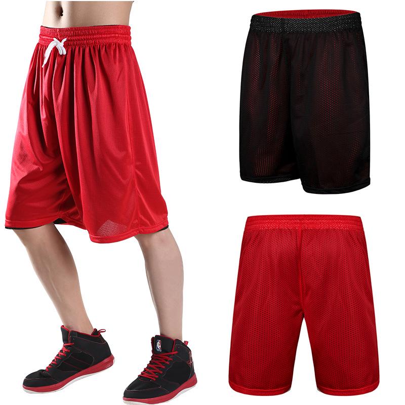 Men's Plus Size Breathable Double-Sided Basketball Shorts - Over-the-Knee, Loose Fit, Sweat-Absorbing, Trendy Sportswear.